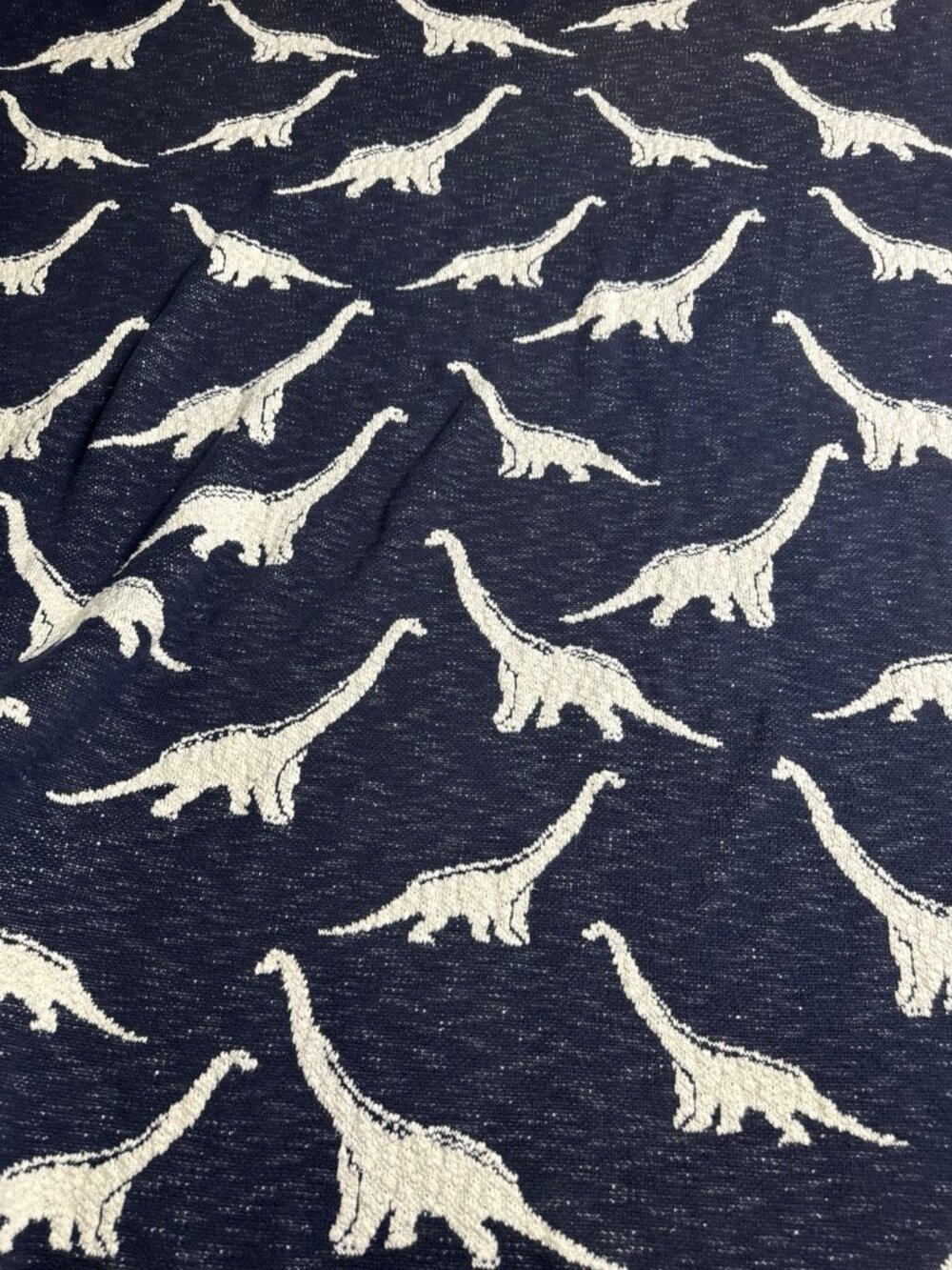 Kids Dinosaur Throw Blanket Navy White Soft Knit Dino Print